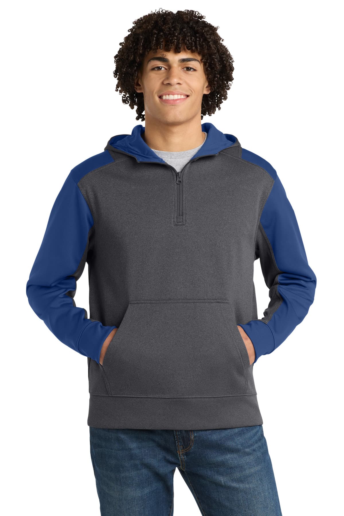 Sport-Tek Sport-Tek  Tech Fleece Colorblock 1/4-Zip Hooded Sweatshirt. ST249