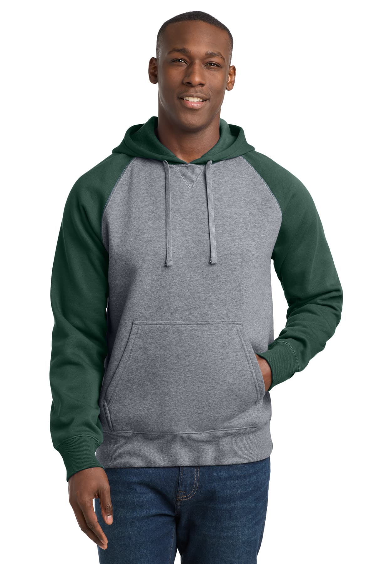 Sport-Tek Sport-Tek Raglan Colorblock Pullover Hooded Sweatshirt. ST267