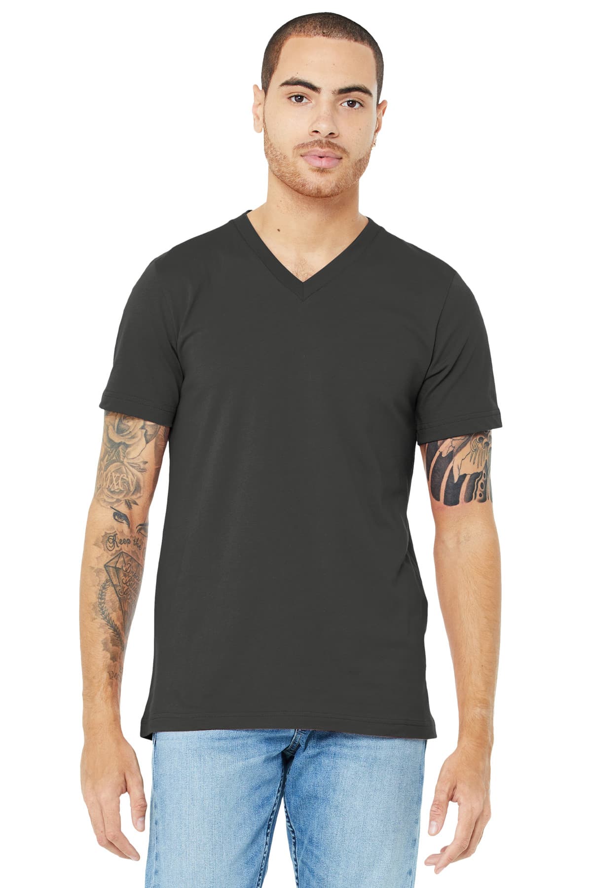 Bella + Canvas BELLA+CANVAS  Unisex Jersey Short Sleeve V-Neck Tee. BC3005 in Asphalt