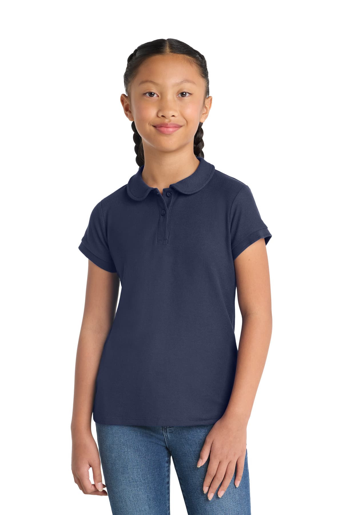 Port Authority Port Authority Girls Silk Touch Peter Pan Collar Polo. YG503 in Navy