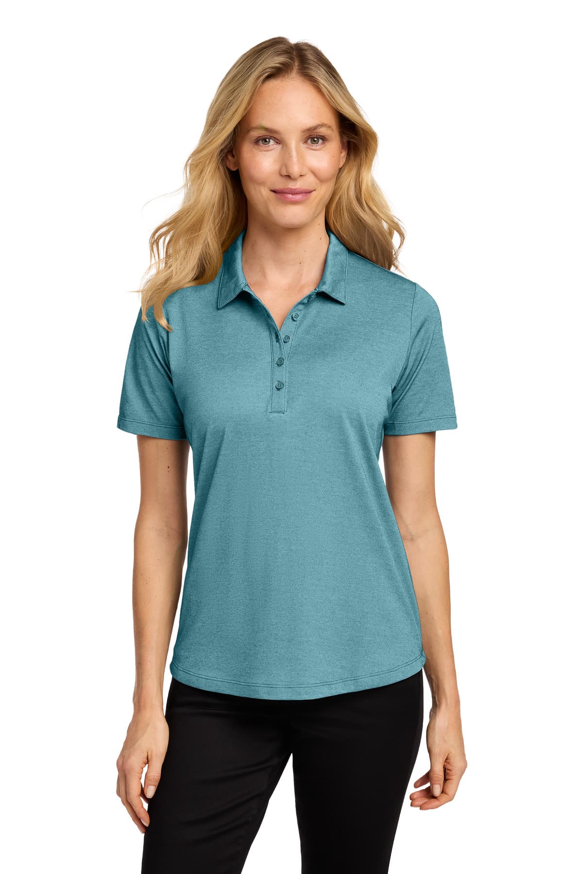 Port Authority Port Authority Women's Fine Pique Blend Polo LK830 in Dark Teal Heather