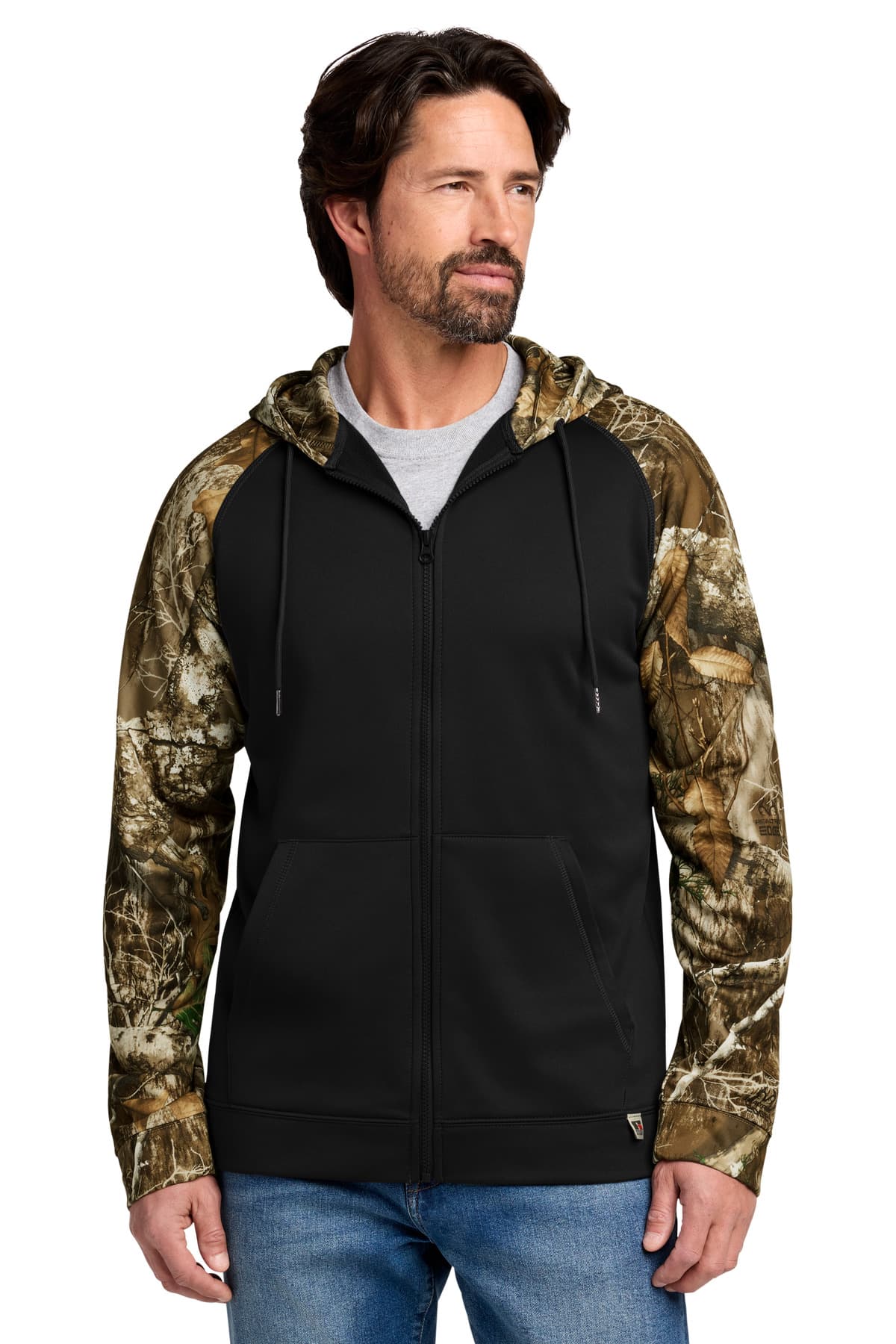 Russell Outdoors Russell Outdoors Realtree Performance Colorblock Full-Zip Hoodie RU452 in Black/ Realtree Edge