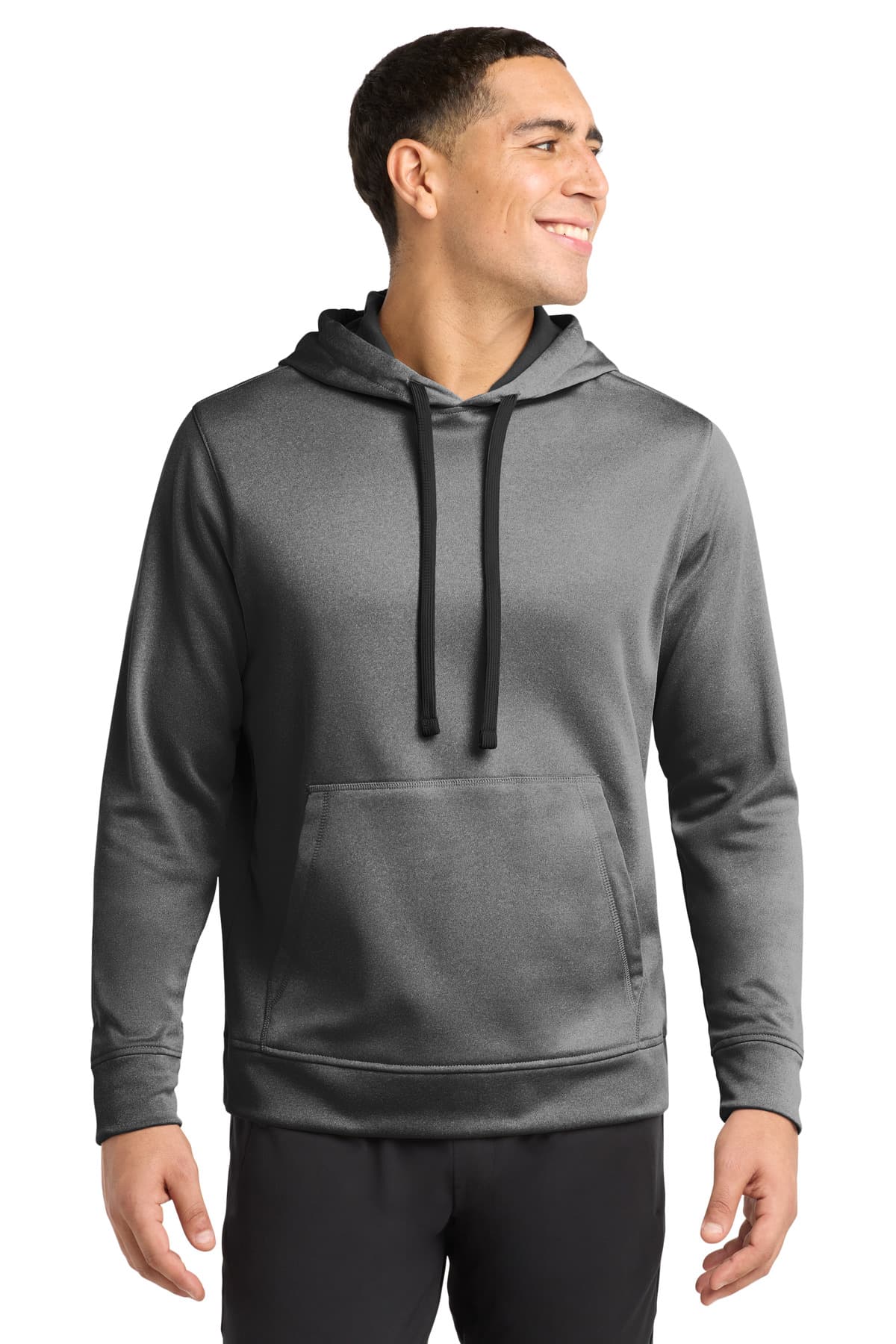 Sport-Tek Sport-Tek  PosiCharge  Sport-Wick  Heather Fleece Hooded Pullover. ST264 in Black Heather