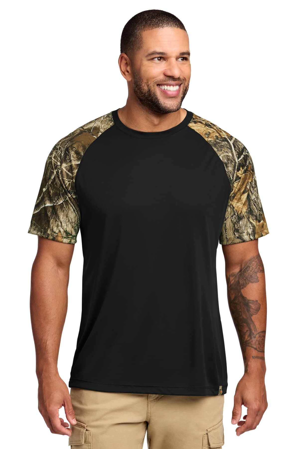 Russell Outdoors Russell Outdoors Realtree Colorblock Performance Tee RU151 in Black/ Realtree Edge