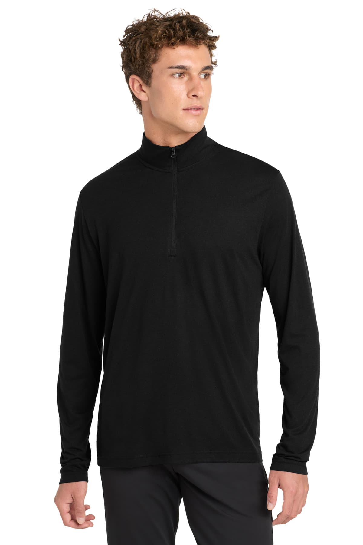 Sport-Tek Sport-Tek  PosiCharge  Tri-Blend Wicking 1/4-Zip Pullover. ST407 in Black Triad Solid