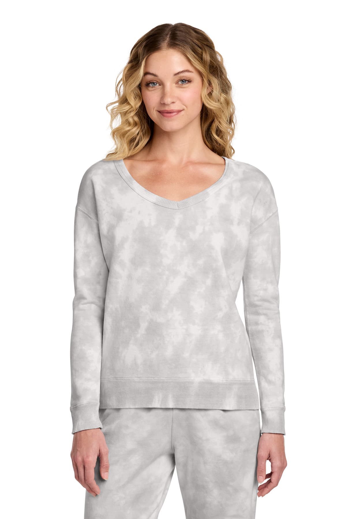 Port & Company Port & Co Women's Beach Wash Cloud Tie-Dye V-Neck Sweatshirt LPC140V