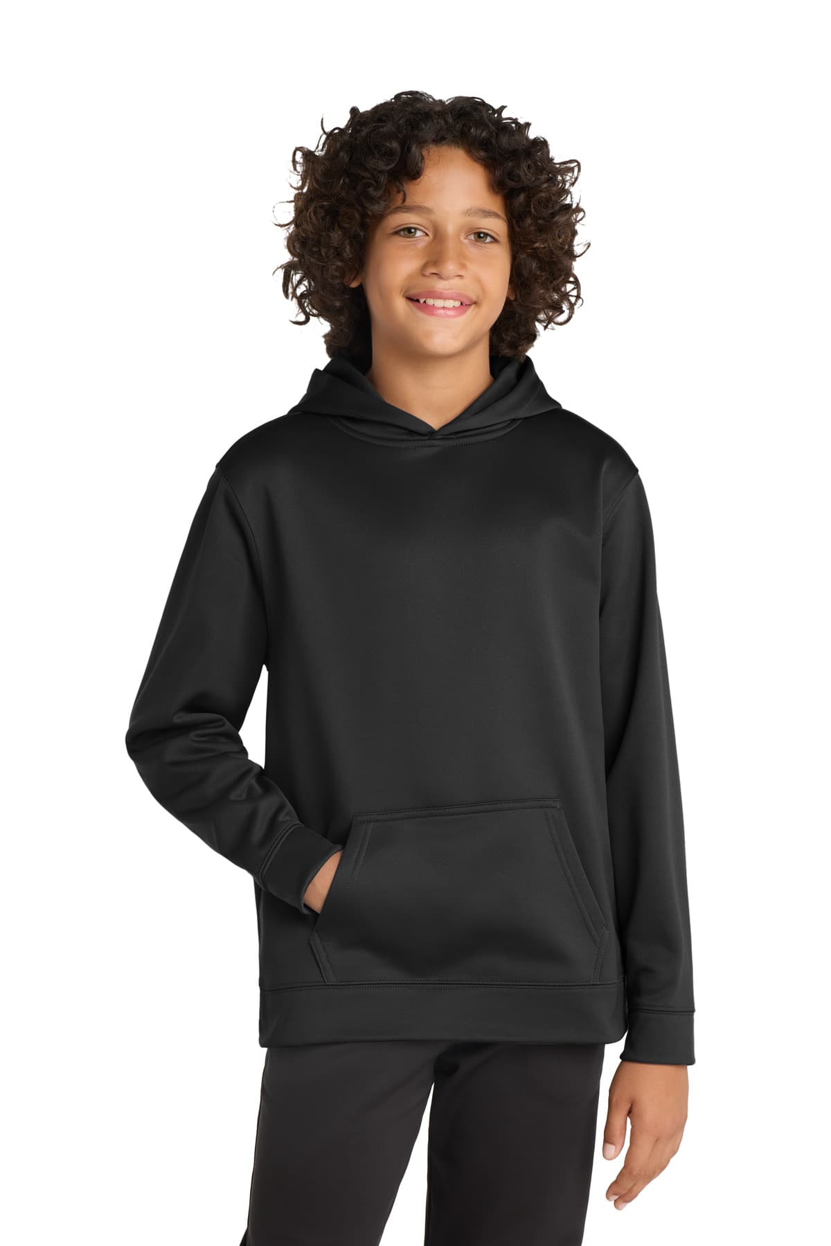 Sport-Tek Sport-Tek Youth Sport-Wick Fleece Hooded Pullover. YST244 in Black