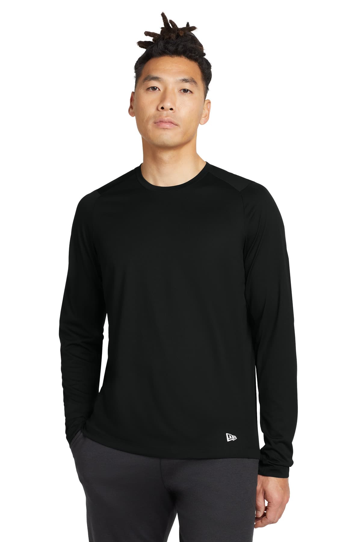 New Era New Era  Series Performance Long Sleeve Crew Tee. NEA201 in Black Solid