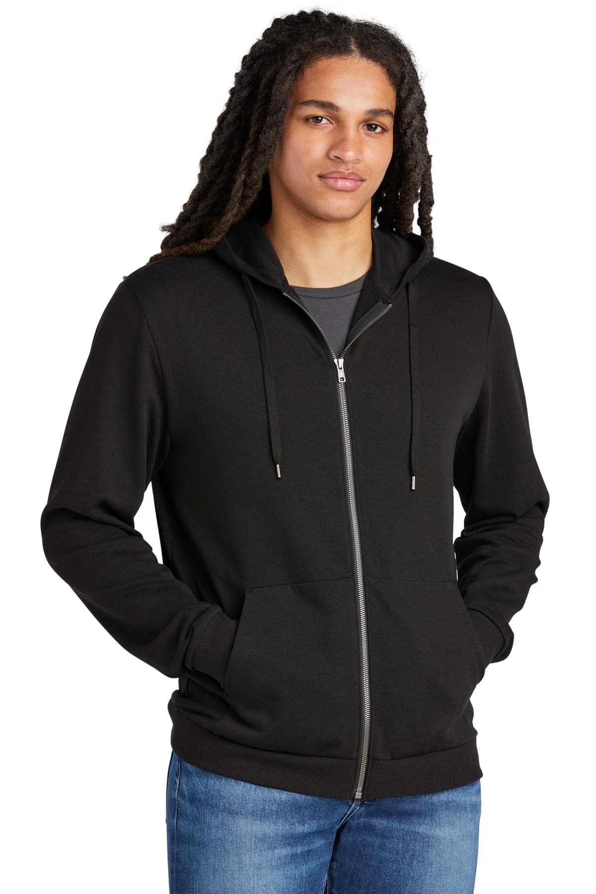 District District Perfect Tri Fleece Full-Zip Hoodie DT1302 in Black
