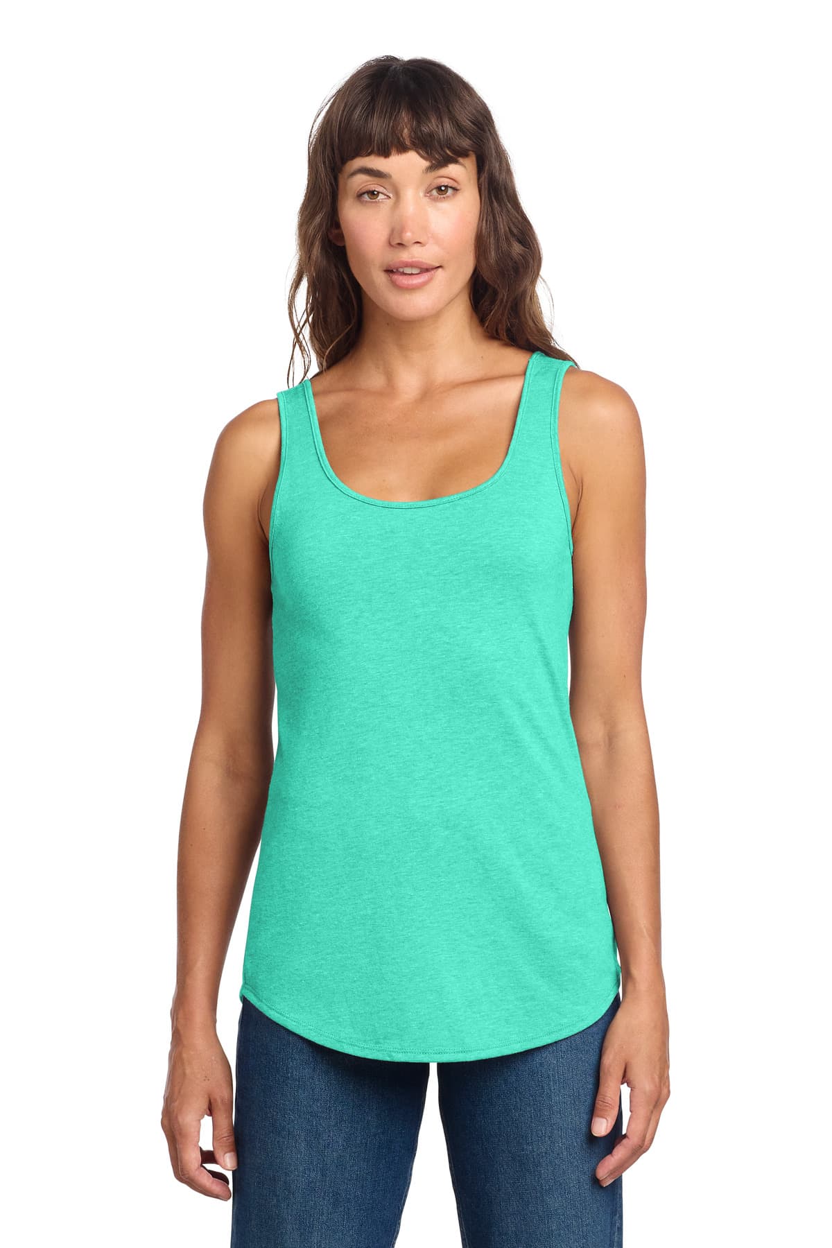 District District Women's Perfect Tri Relaxed Tank DT151 in Aqua Heather