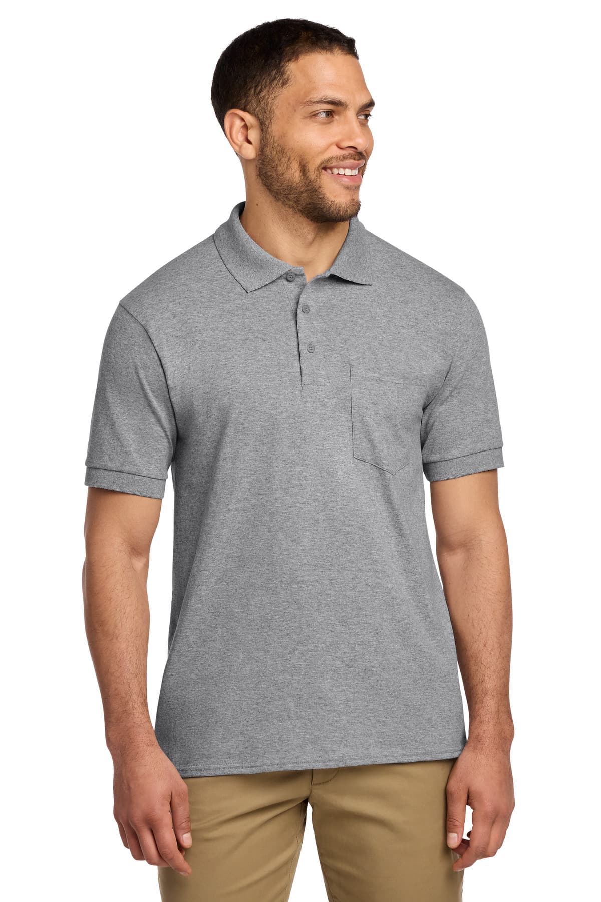 Port & Company Port & Co Core Blend Jersey Knit Pocket Polo. KP55P in Athletic Heather