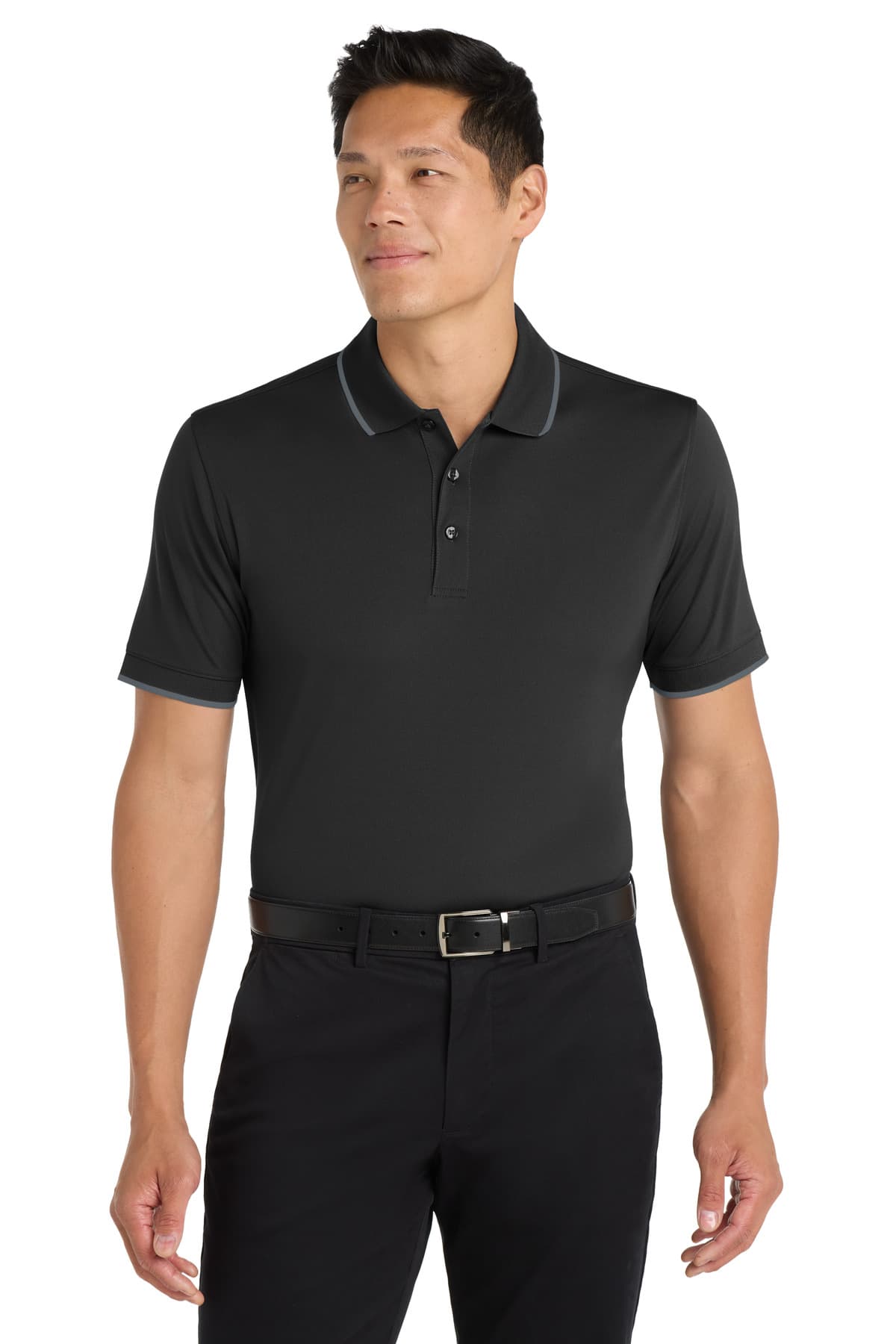 Port Authority Port Authority Dry Zone UV Micro-Mesh Tipped Polo. K111 in Deep Black/ Graphite