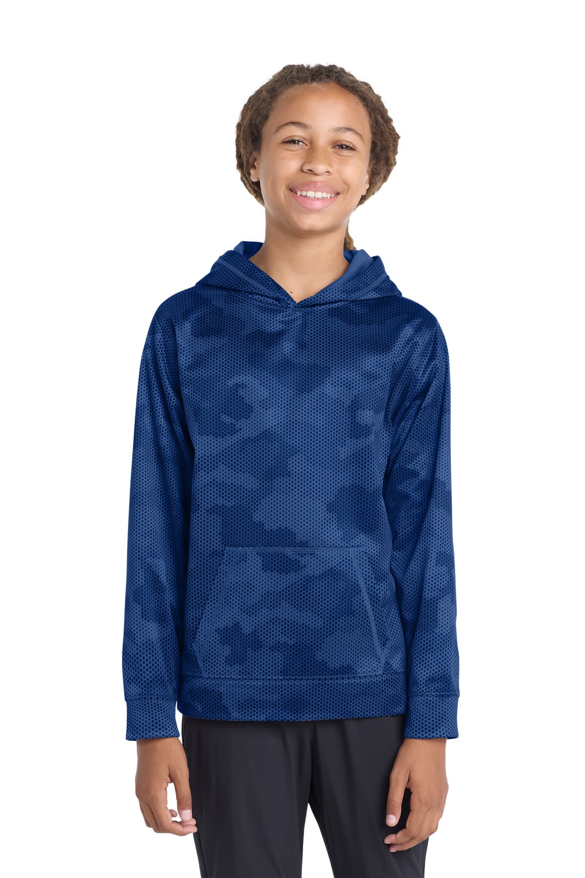 Sport-Tek Sport-Tek Youth Sport-Wick CamoHex Fleece Hooded Pullover.  YST240