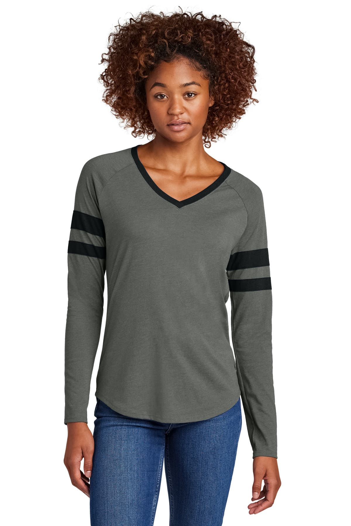 Sport-Tek Sport-Tek Women's Halftime Stripe Long Sleeve V-Neck Tee LST6043