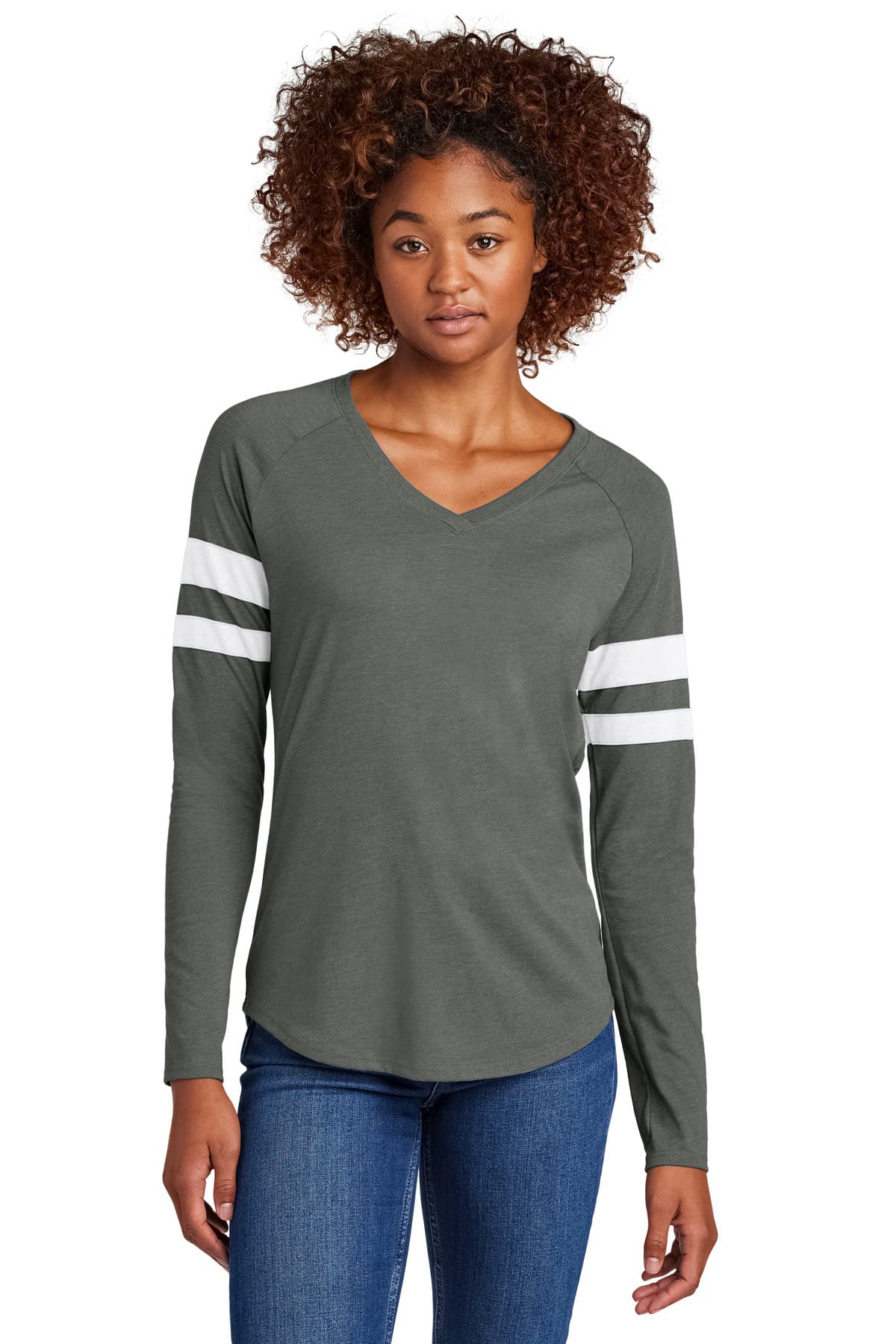 Sport-Tek Sport-Tek Women's Halftime Stripe Long Sleeve V-Neck Tee LST6043