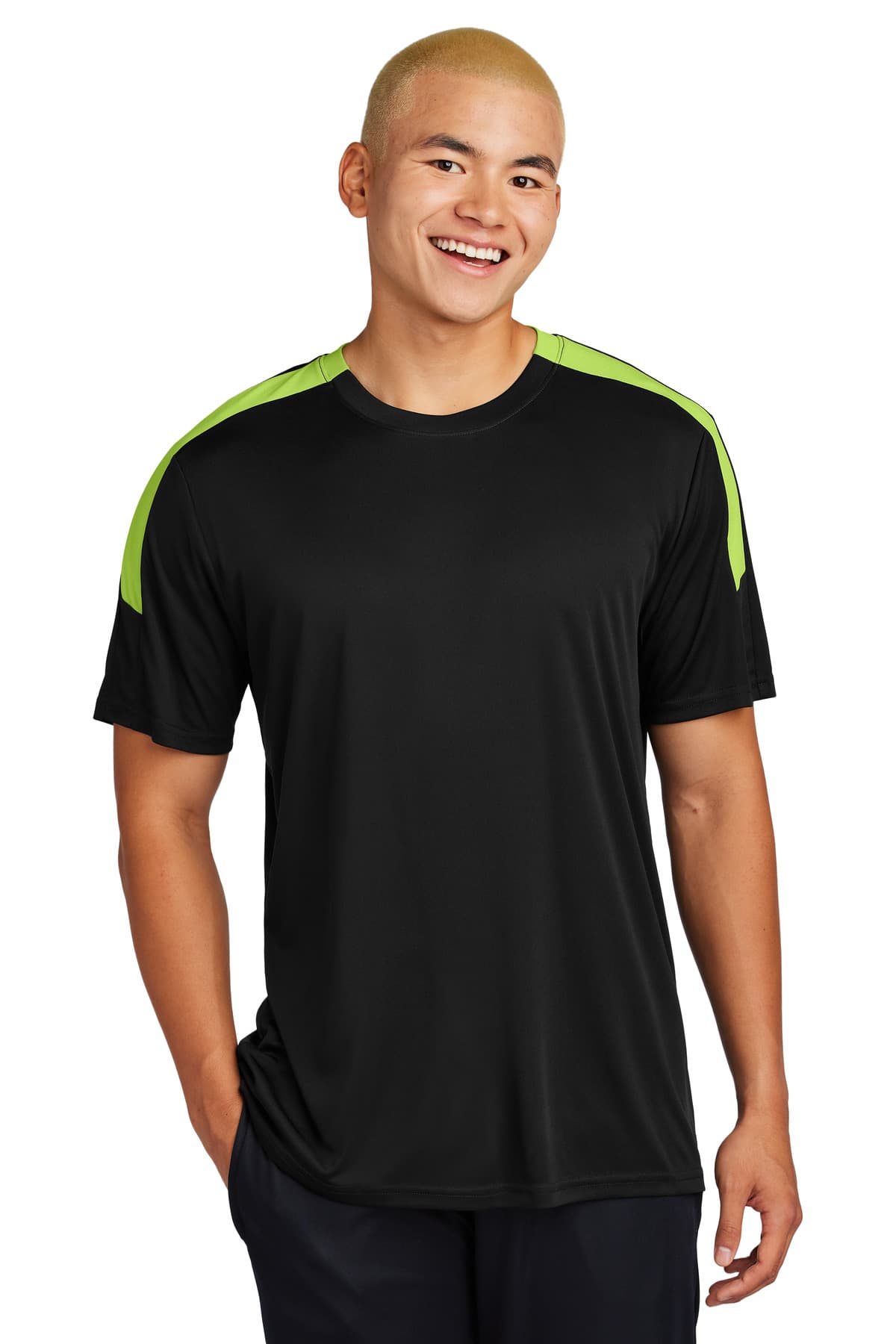Sport-Tek Sport-Tek Competitor United Crew ST100 in Black/ Lime Shock