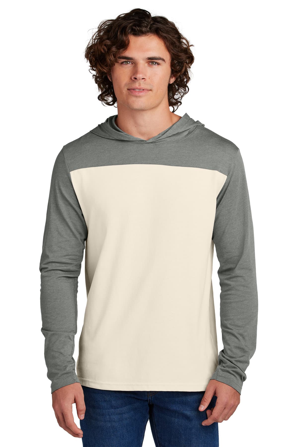 Sport-Tek Sport-Tek Halftime Long Sleeve Hoodie ST6044 in Vintage Heather/ Ecru