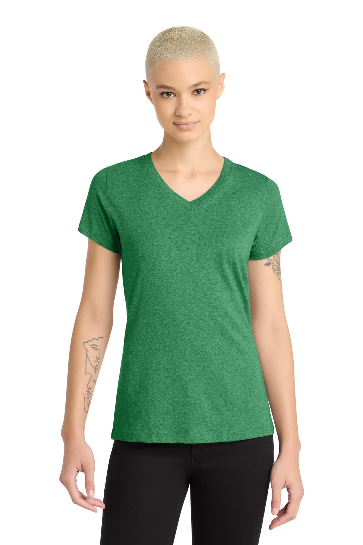 District District Women's Perfect Blend CVC V-Neck Tee. DM1190L