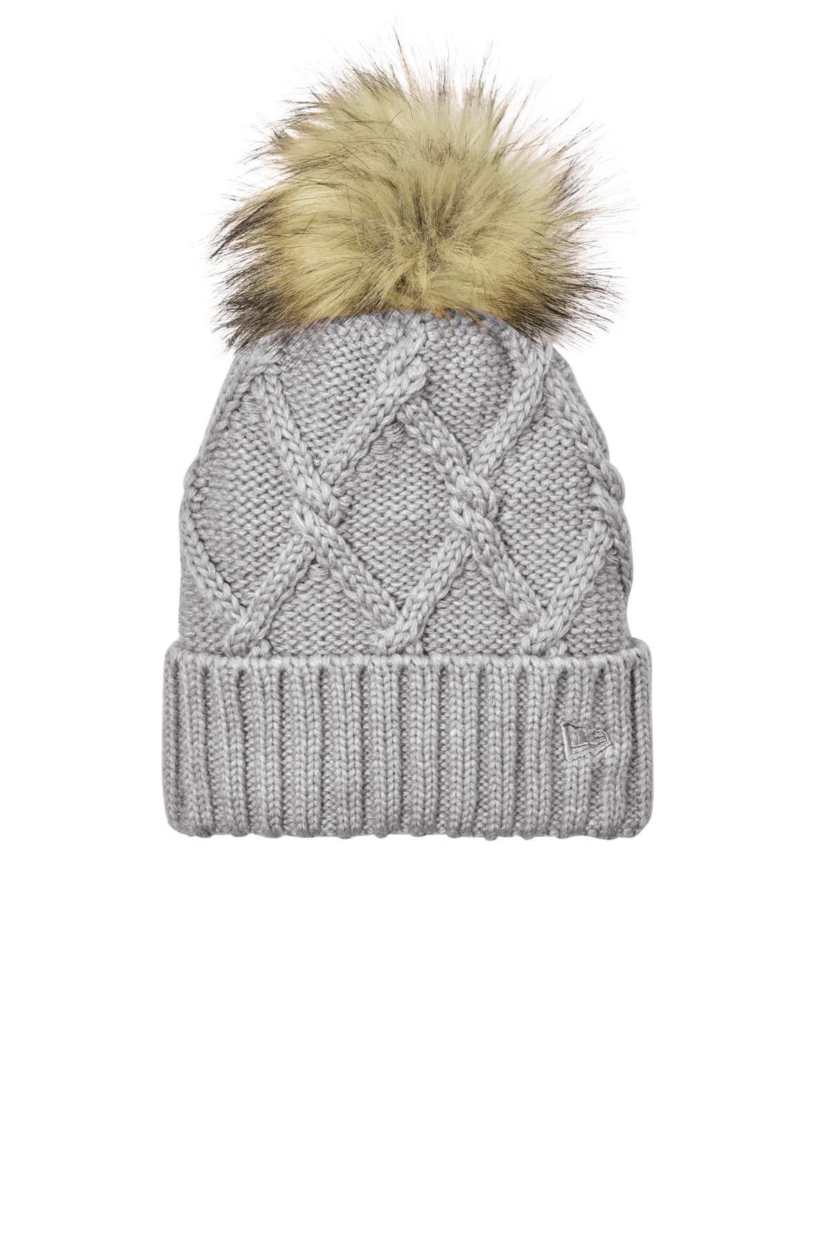 New Era New Era Faux Fur Pom Beanie NE911 in Heather Grey