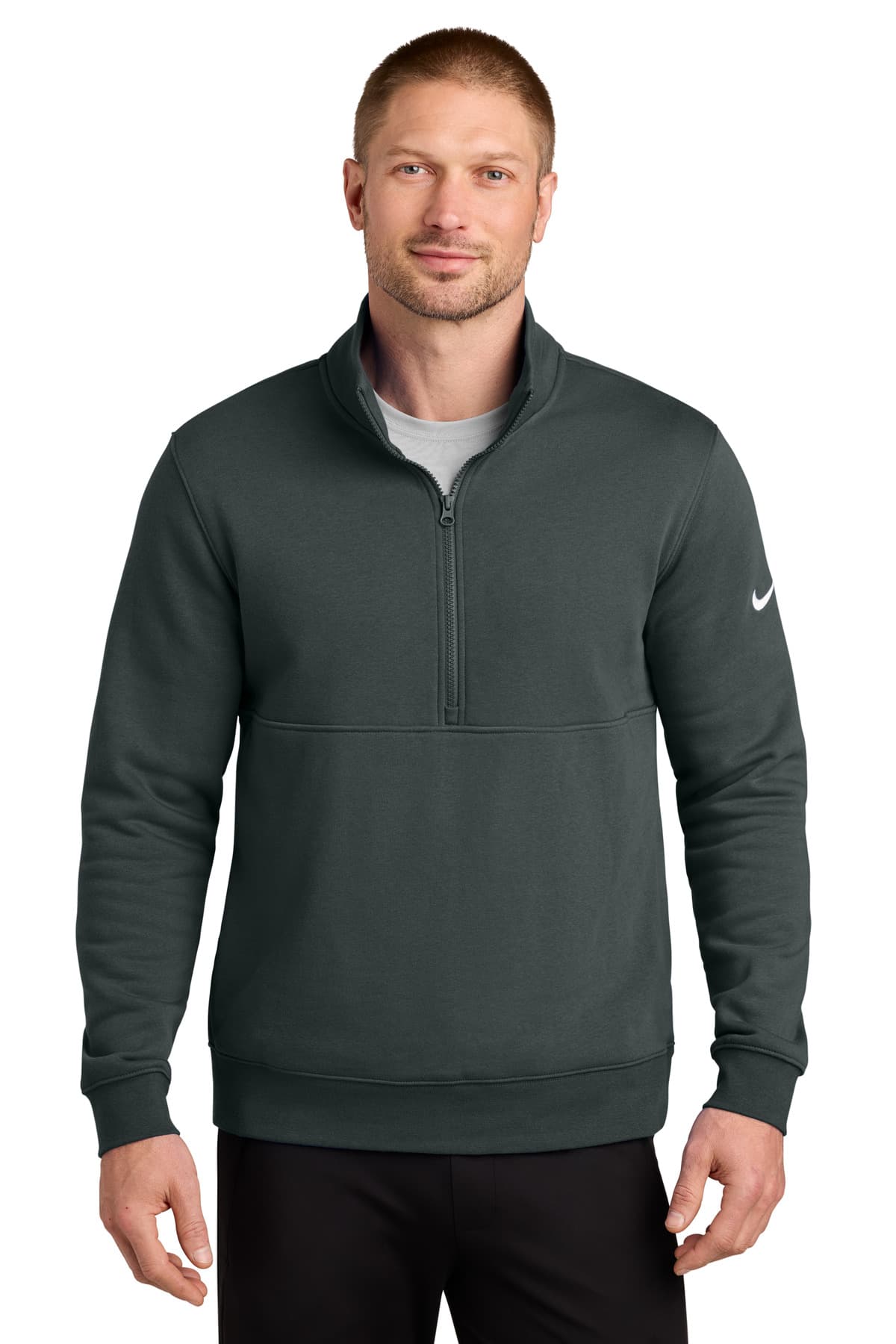 Nike Nike Club Fleece Sleeve Swoosh 1/2-Zip NKDX6718 in Anthracite