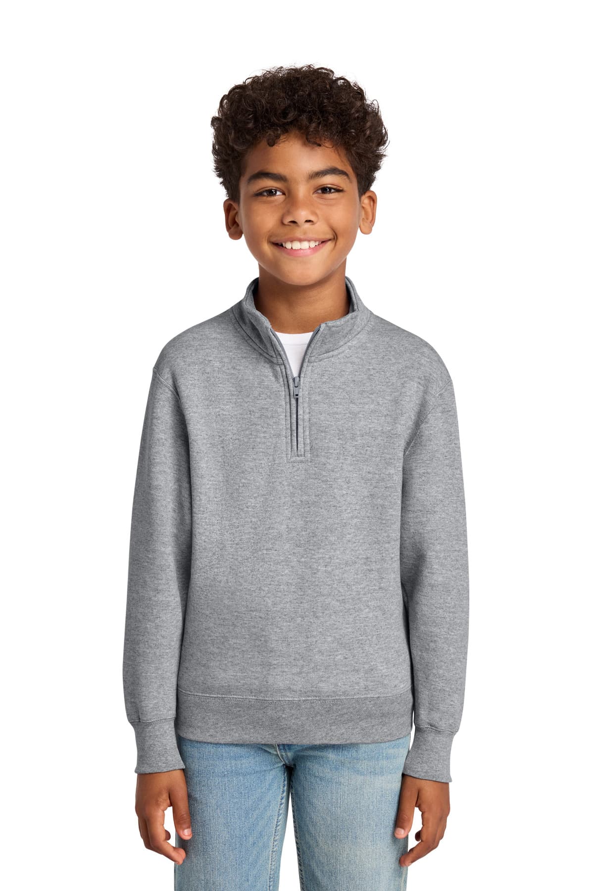 Port & Company Port & Co Youth Core Fleece 1/4-Zip Pullover Sweatshirt PC78YQ in Athletic Heather