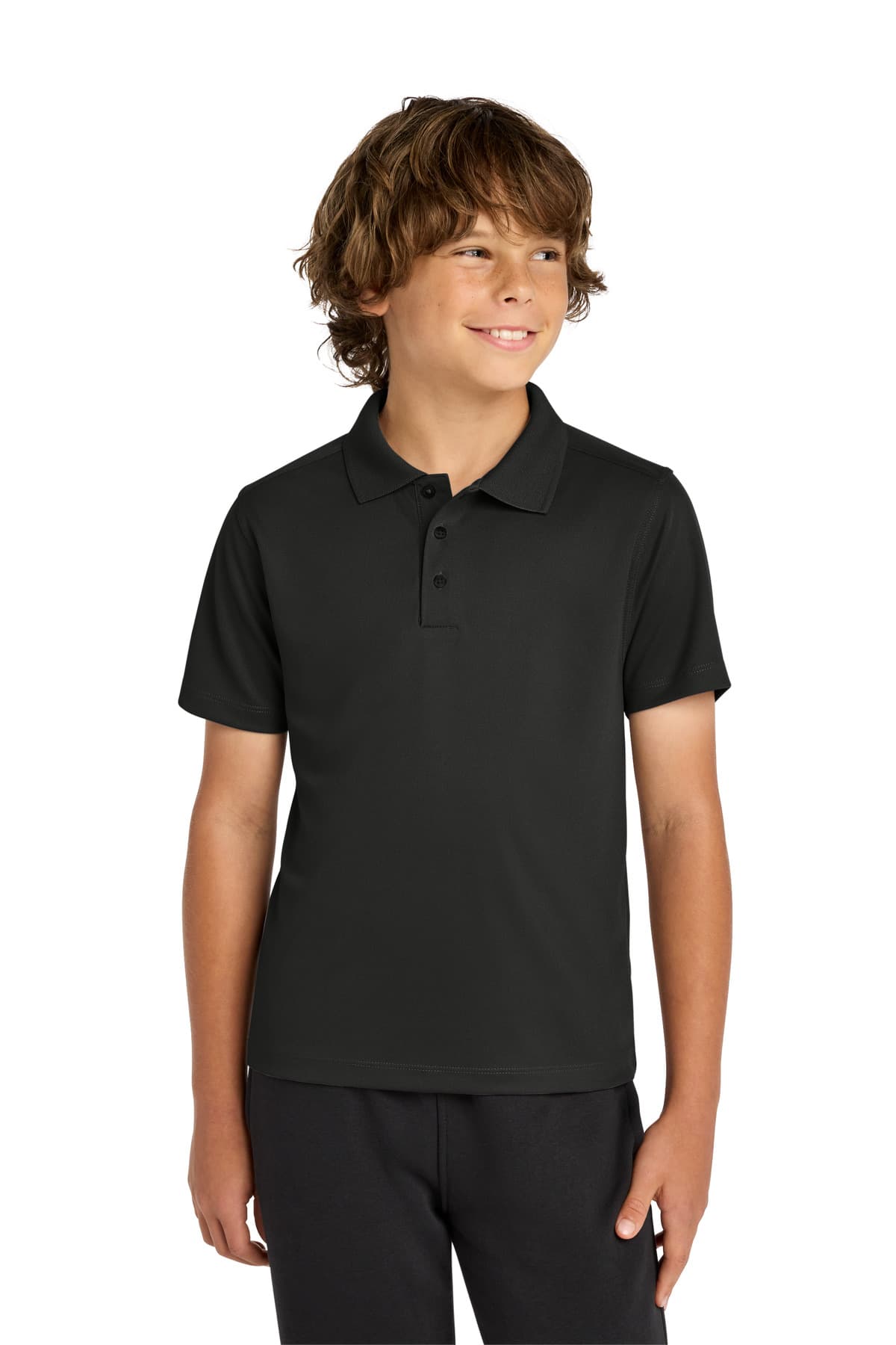 Sport-Tek Sport-Tek Youth UV Micropique Polo YST740 in Black
