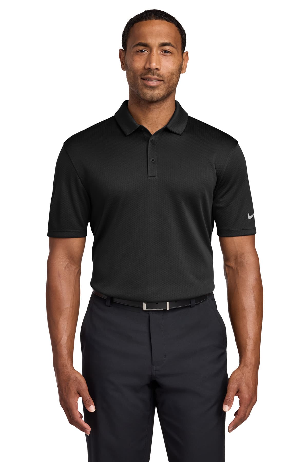 Nike Nike Dri-FIT Hex Textured Polo. NKAH6266 in Black