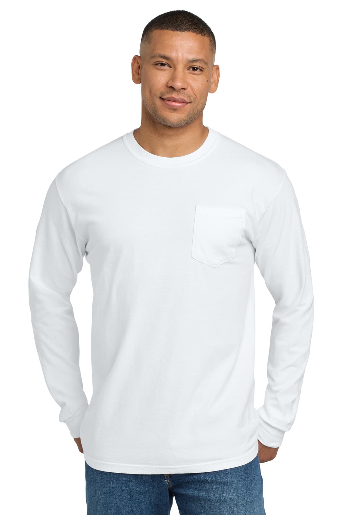 Comfort Colors COMFORT COLORS  Heavyweight Ring Spun Long Sleeve Pocket Tee. 4410 in White