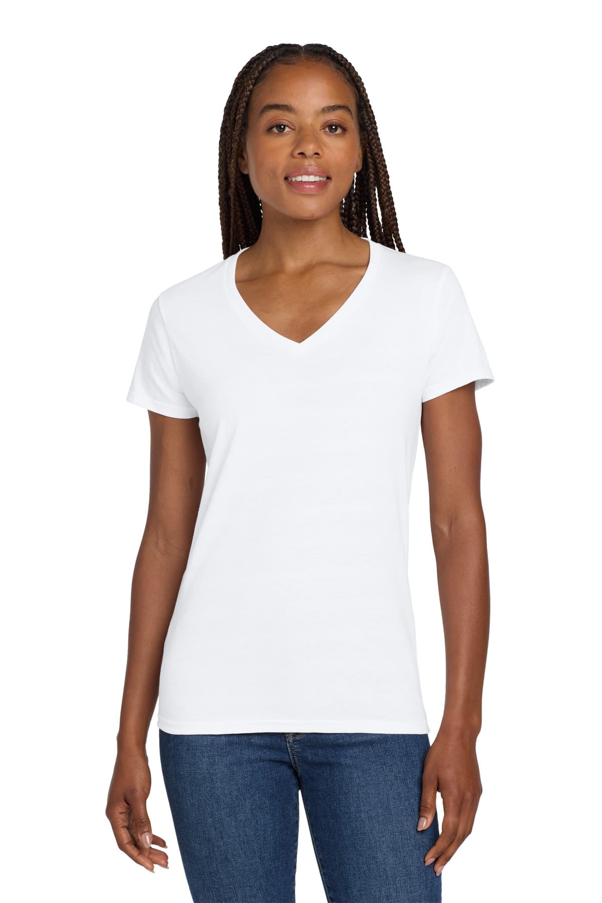 Gildan Gildan Women's Heavy Cotton 100% Cotton V-Neck T-Shirt. 5V00L in White