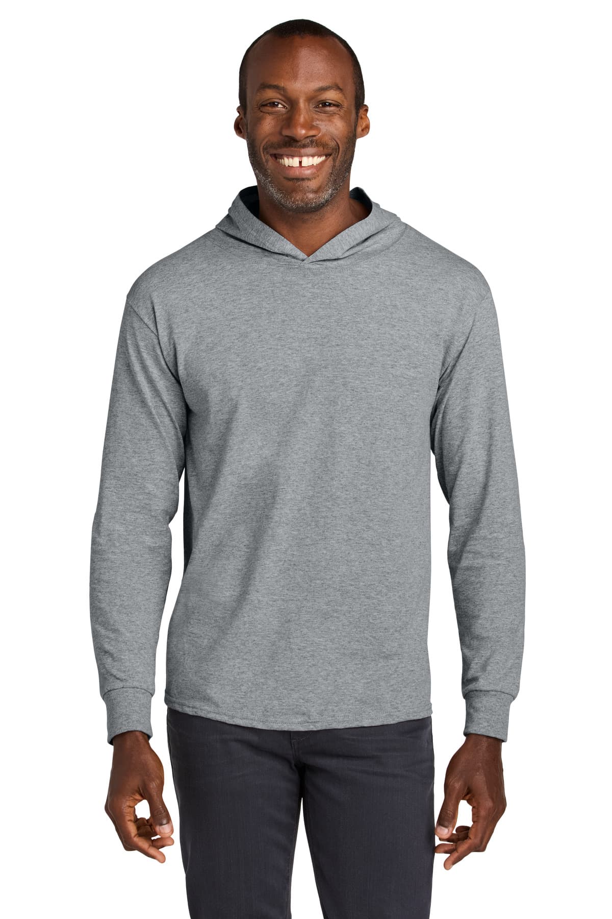 Jerzees Jerzees Classics Unisex Cotton Long Sleeve Hooded T-Shirt 363LH in Athletic Heather