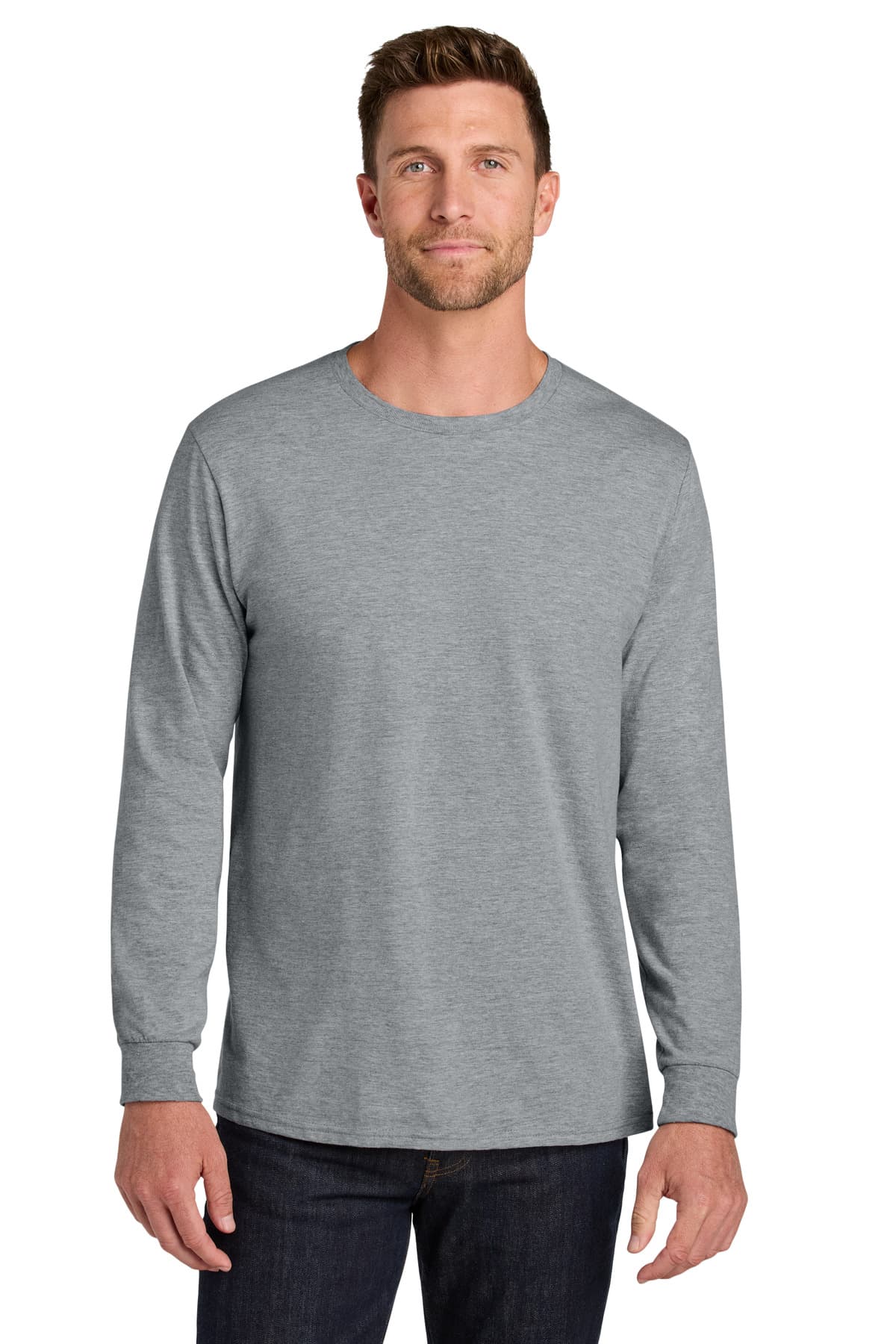 Jerzees Jerzees Ultimate Unisex Ring Spun Long Sleeve T-Shirt IC46L in Athletic Heather