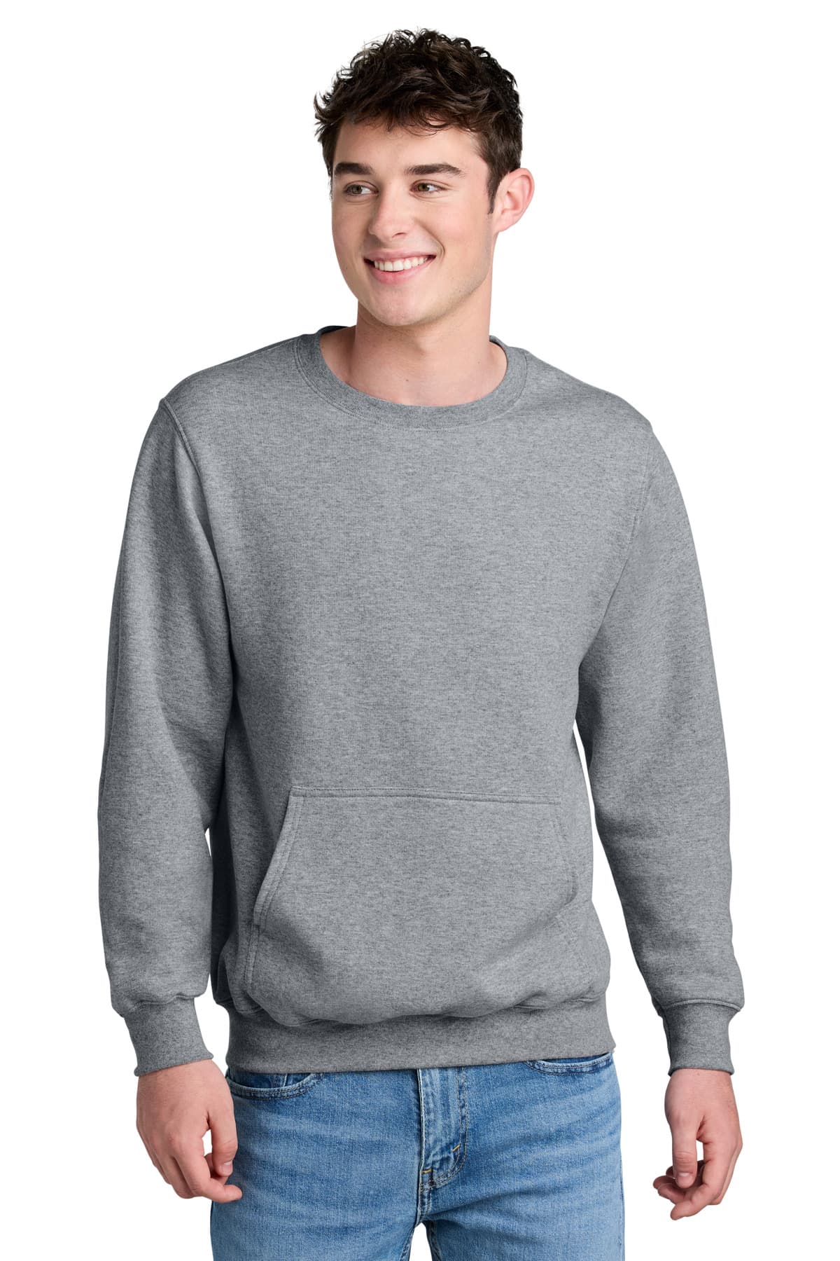 Port & Company Port & Co Core Fleece Crewneck Pocket Sweatshirt PC78PKT in Athletic Heather
