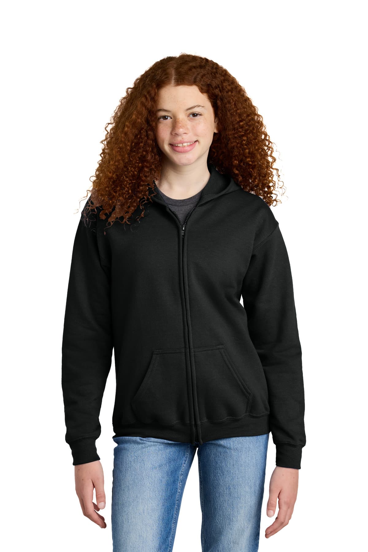 Gildan Gildan Youth Heavy Blend Full-Zip Hooded Sweatshirt. 18600B in Black