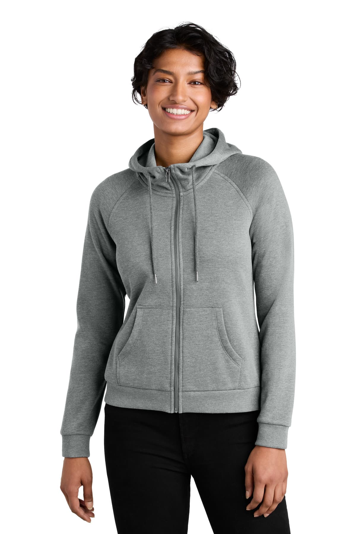 AllMade Allmade Women's Organic CVC Fleece Full-Zip Hoodie AL5003 in Aluminum Grey Heather