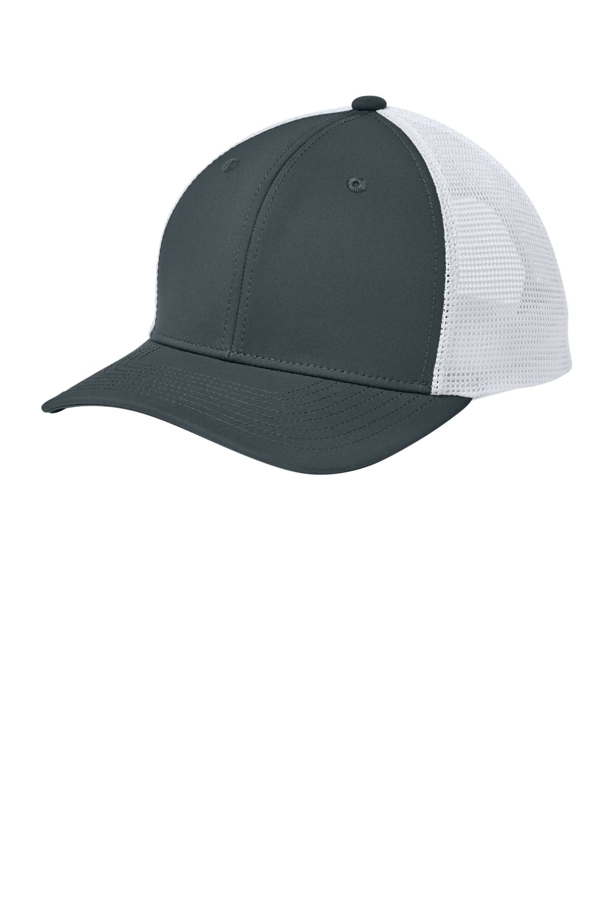 Sport-Tek Sport-Tek Club Trucker Cap STC46 in Iron Grey/ White