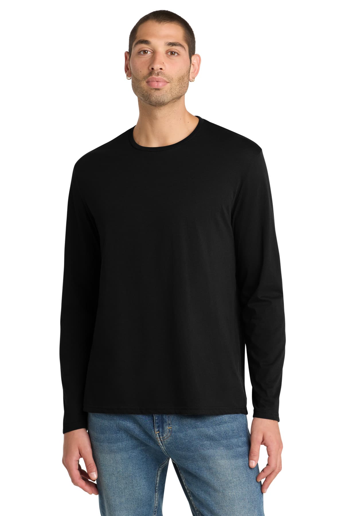 District District  Perfect Weight Long Sleeve Tee. DT105 in Jet Black