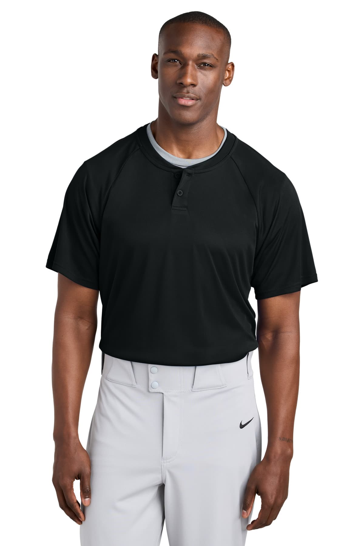 Sport-Tek Sport-Tek PosiCharge Competitor 2-Button Henley ST359 in Black