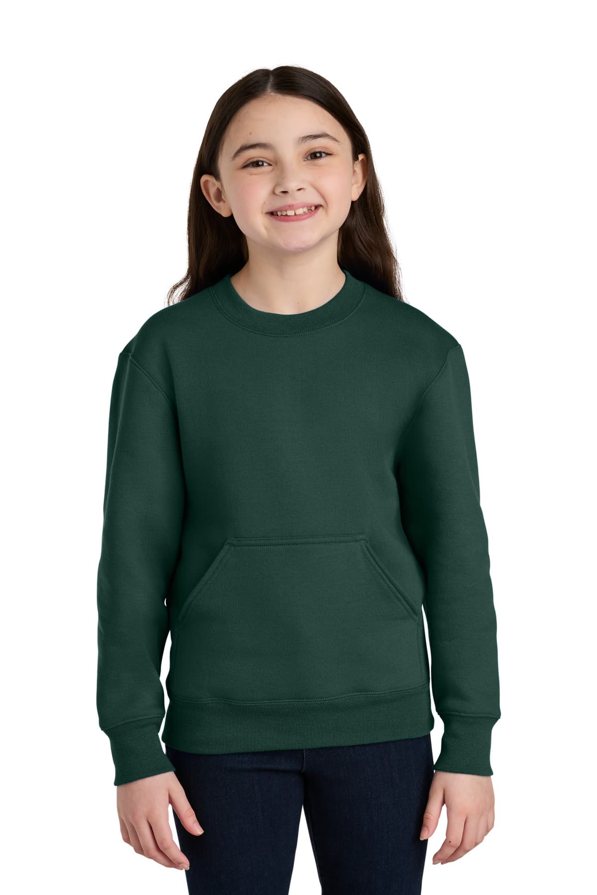 Port & Company Port & Co Youth Core Fleece Crewneck Pocket Sweatshirt PC78YPKT