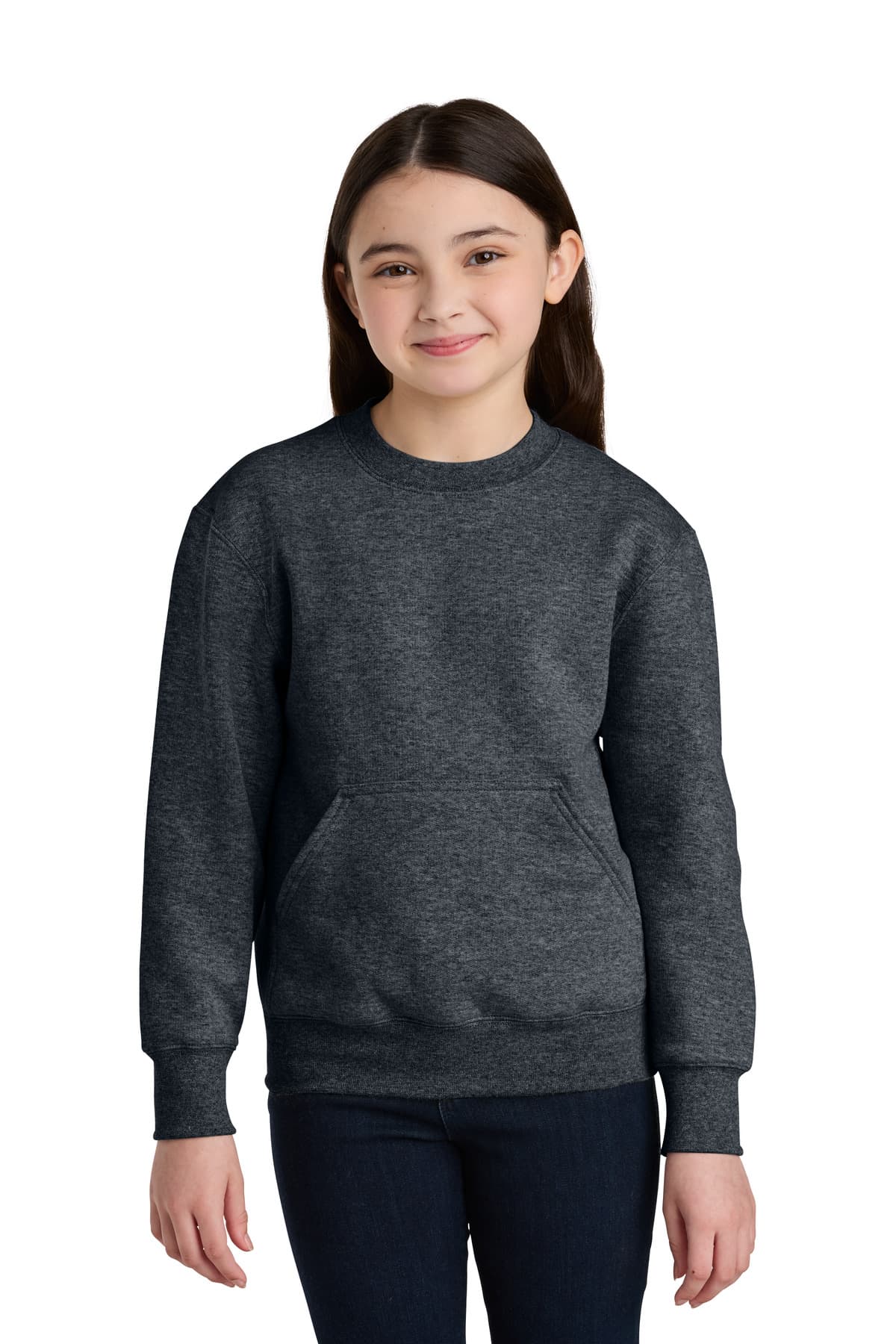 Port & Company Port & Co Youth Core Fleece Crewneck Pocket Sweatshirt PC78YPKT