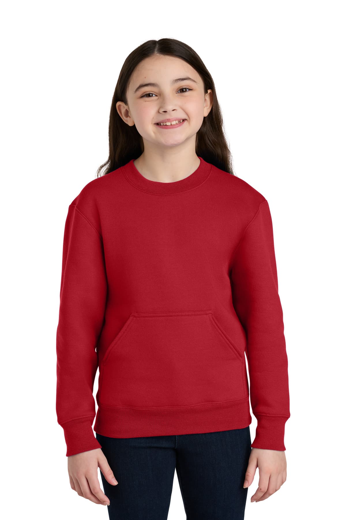 Port & Company Port & Co Youth Core Fleece Crewneck Pocket Sweatshirt PC78YPKT