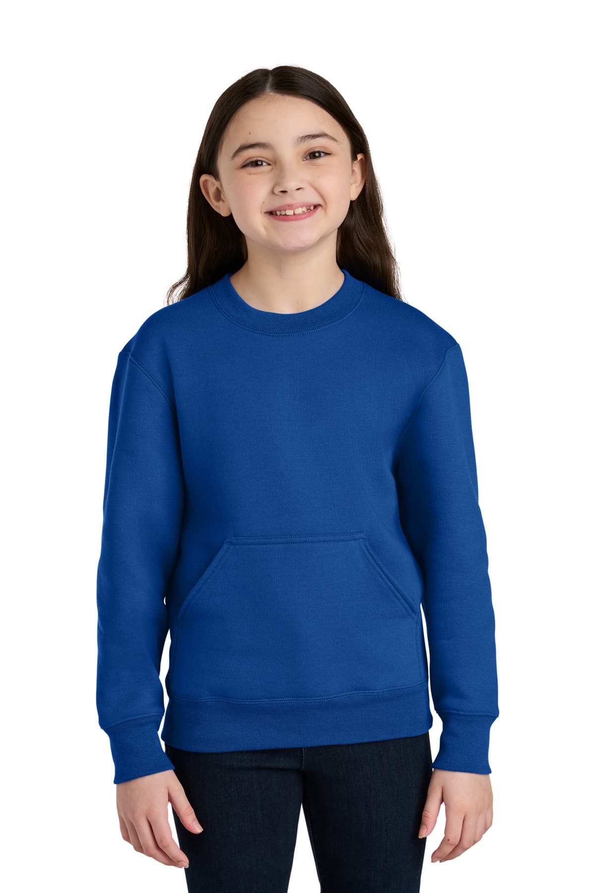 Port & Company Port & Co Youth Core Fleece Crewneck Pocket Sweatshirt PC78YPKT