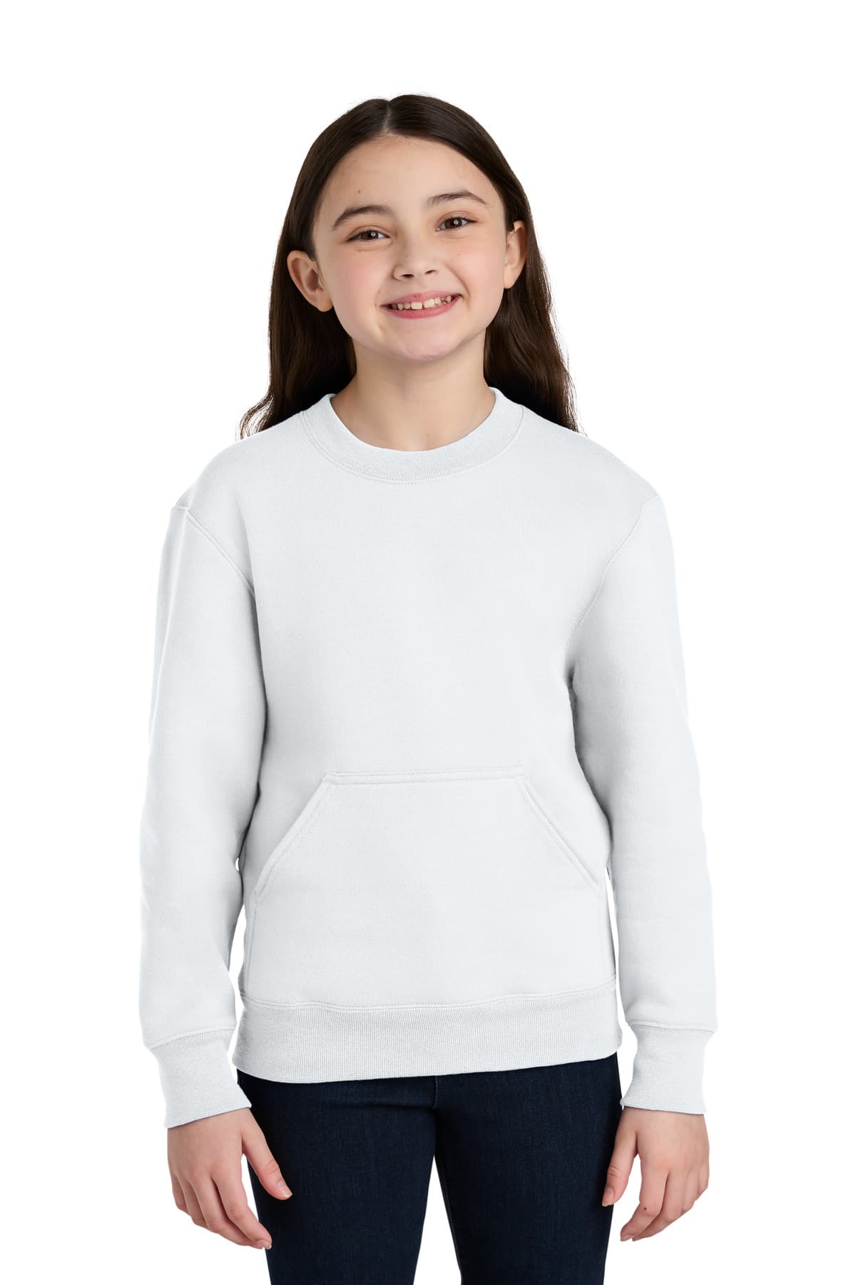 Port & Company Port & Co Youth Core Fleece Crewneck Pocket Sweatshirt PC78YPKT
