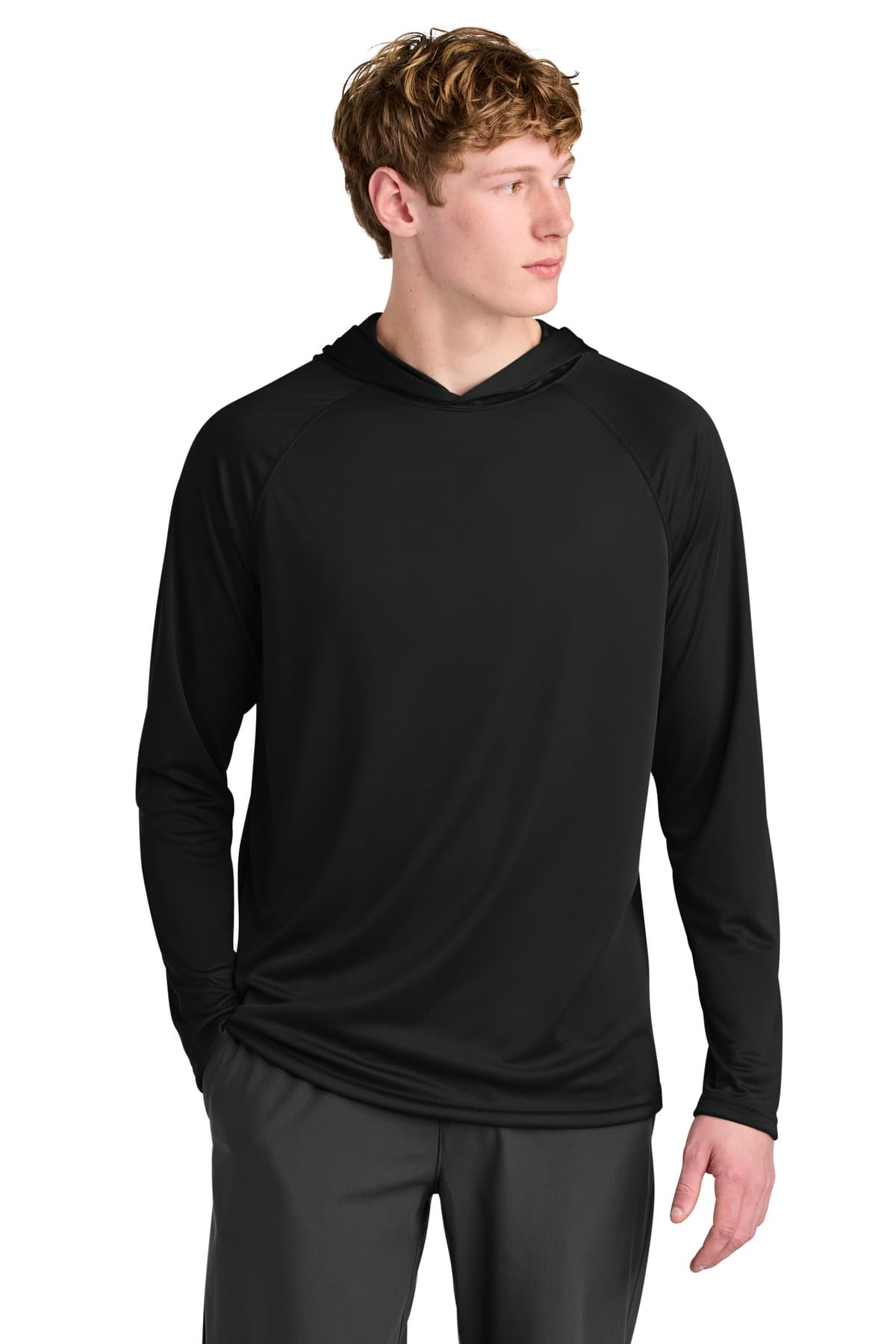 A4 A4 Cooling Performance Long Sleeve Hooded Tee A4N3409 in Black