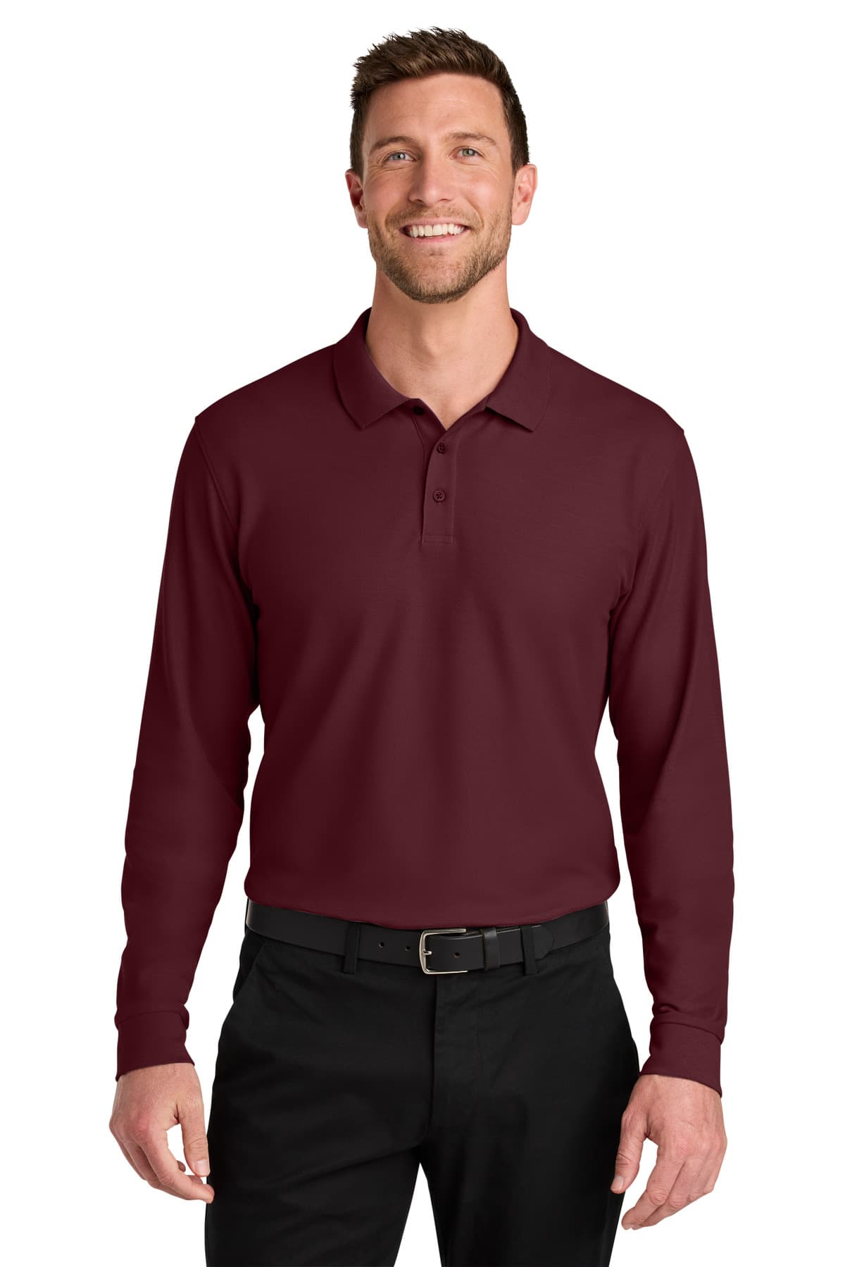 Port Authority Port Authority Wearever Signature Pique Long Sleeve Polo K200LS in Burgundy