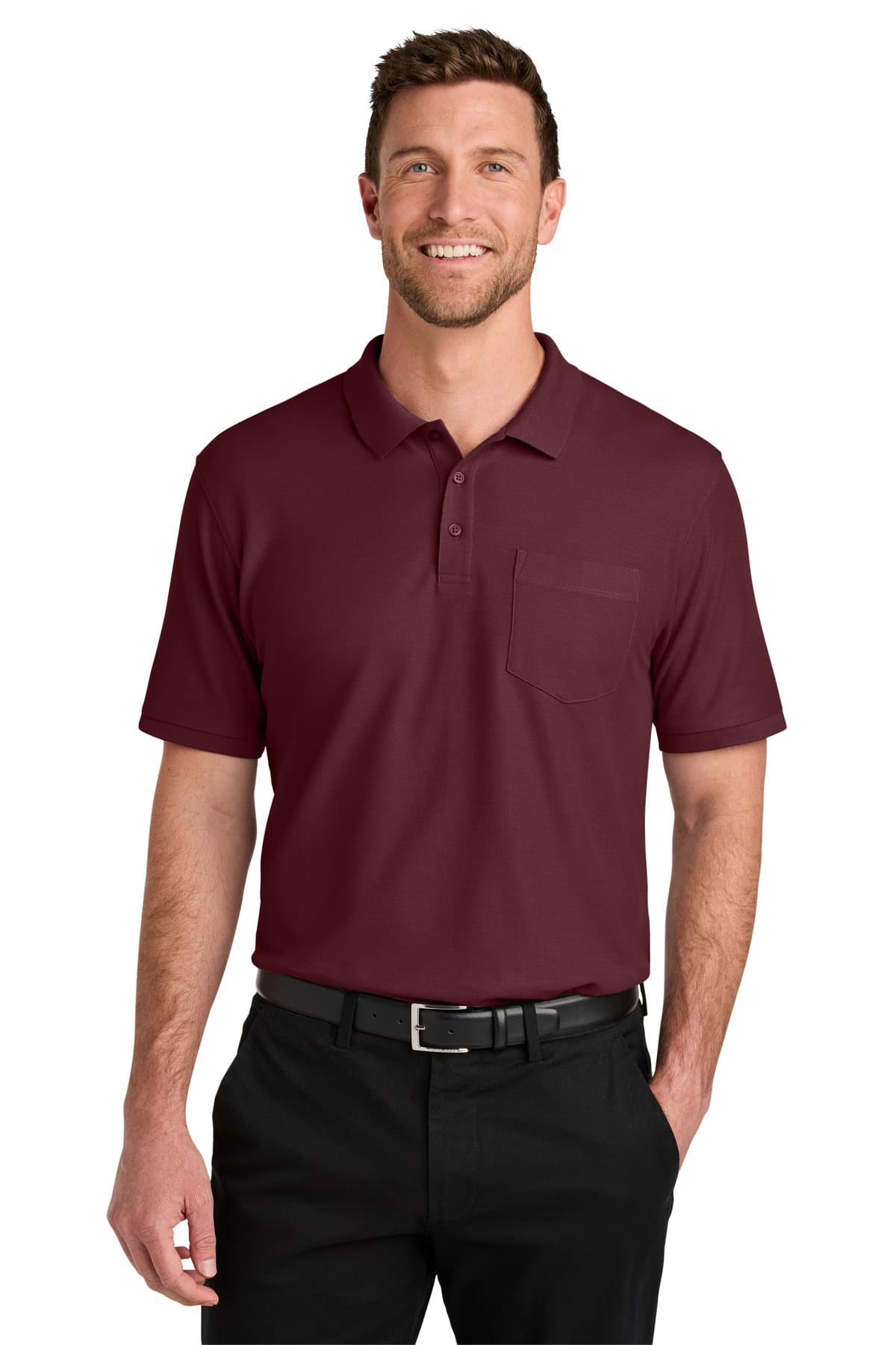 Port Authority Port Authority Wearever Signature Pique Pocket Polo K200P in Burgundy