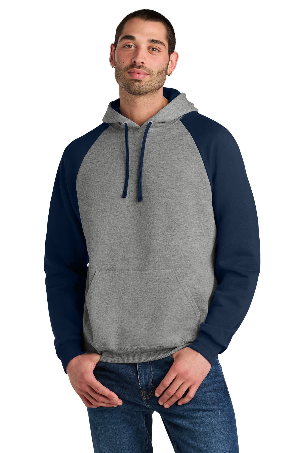 Jerzees Jerzees Unisex NuBlend Colorblock Raglan Hoodie Sweatshirt 96C in Oxford/ J. Navy