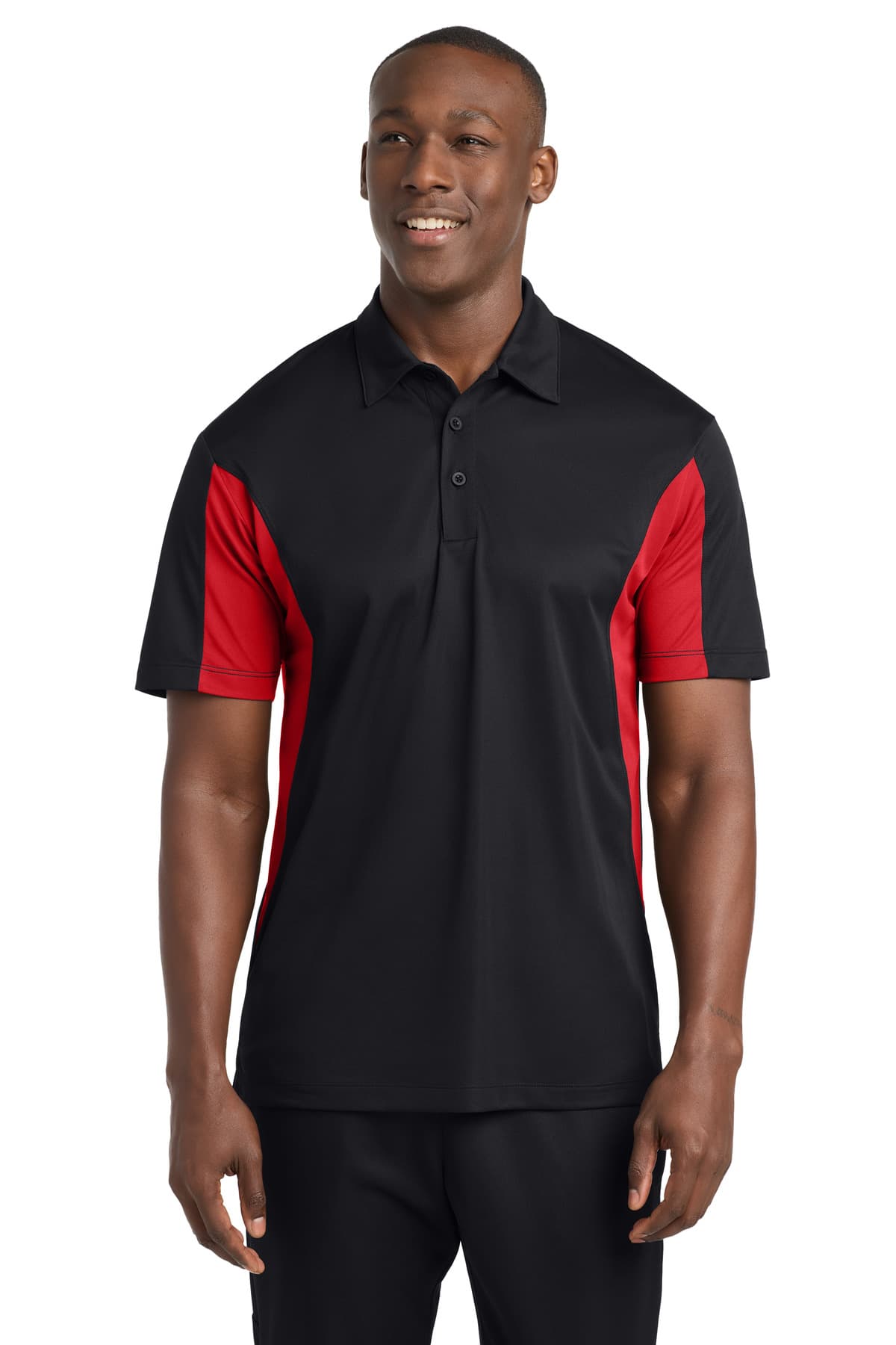 Sport-Tek Sport-Tek Side Blocked Micropique Sport-Wick Polo. ST655 in Black/ True Red