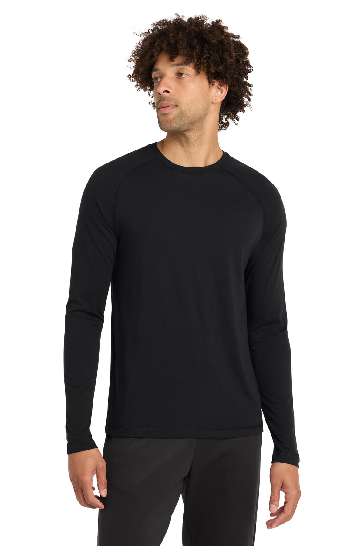 Sport-Tek Sport-Tek  PosiCharge  Long Sleeve Tri-Blend Wicking Raglan Tee ST400LS in Black Triad Solid