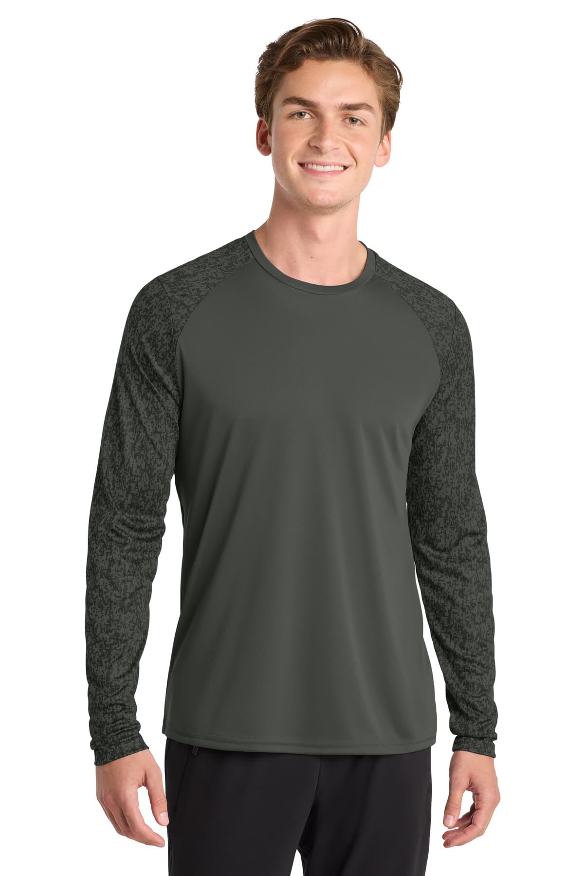 Sport-Tek Sport-Tek  Long Sleeve Digi Camo Tee. ST460LS in Black