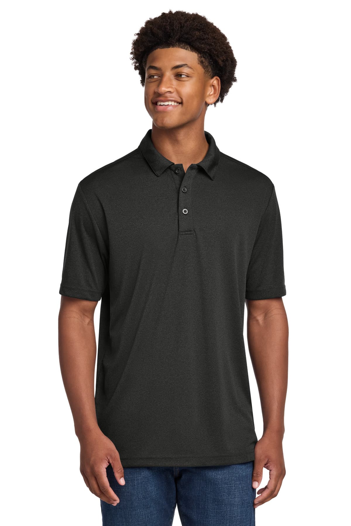 Sport-Tek Sport-Tek  Endeavor Polo. ST467 in Black Heather
